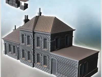 Bastogne train station Normandy France - World War Two Second WW 3D print model