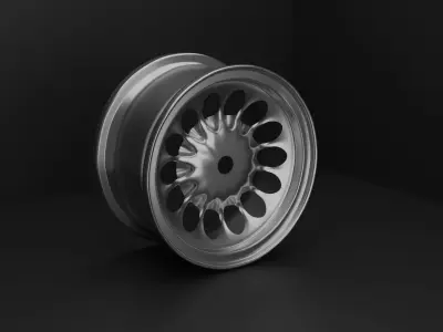 Retro rim car Low-poly 3D model