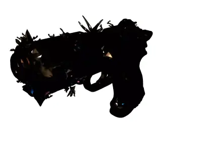 Fantasy Crystal and Gold Pistol Low-poly 3D model
