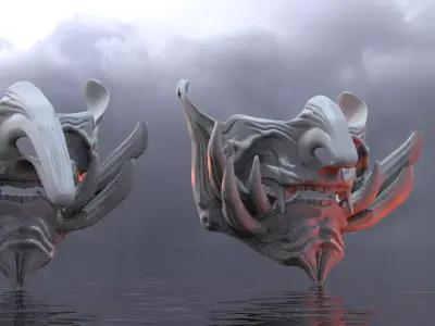 Samurai Mask and Tengu Mask 3D model