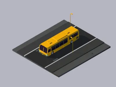 Cartoon Low Poly New York City Bus Low-poly 3D model