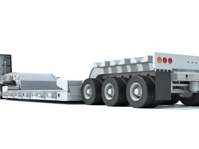 2024 Semi Truck with Lowboy Trailer 3D model purchase