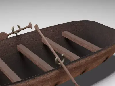 wood boat Low-poly 3D model