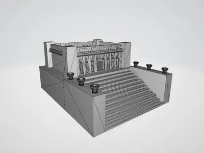 Architectural Model of Greek Ancient Temple Low-poly 3D model