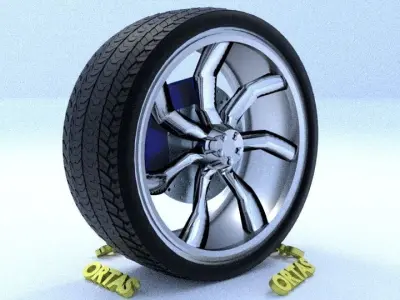 ORTAS CAR RIM 50 GAME READY RIM TIRE AND DISC 3D model