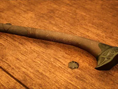 Medieval Axe Low-poly 3D model 6