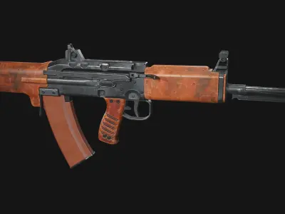 TKB 0146 3D model soviet bullpup rifle low poly  Low-poly 3D model
