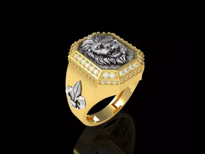 Lion Face Gents Ring 3D print model