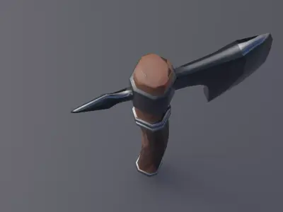 Battle axe Low-poly 3D model 4