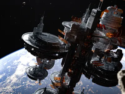 Sci Fi SPACE STATION Kitbash - 3D Kitbash Asset Pack Low-poly 3D model