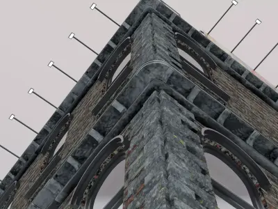 Realistic building with sign Free low-poly 3D model