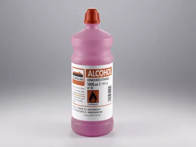 Realistic  denatured alcohol bottle 3D model