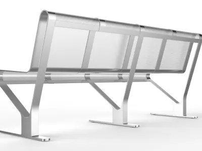 Waiting Room Seat V1 4 Seats 3D model