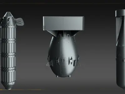 World War Bombs KITBASH bundle -30 Unique Rockets and Bombs Low-poly 3D model