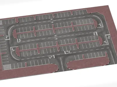 Commercial Parking Area With Road Markings 3D model
