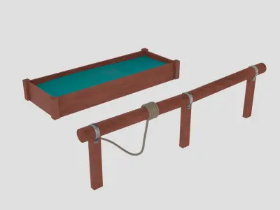 Horse Trough and Horse Post Low-poly  Low-poly 3D model