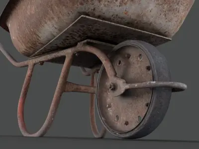 Old hand wheelbarrow Low-poly 3D model