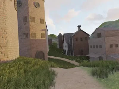 Medieval Hilltop Village 3D model