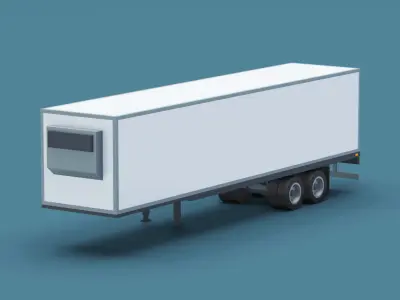 Cartoon Stylized  Refrigerated Semi Trailer Low-poly 3D model