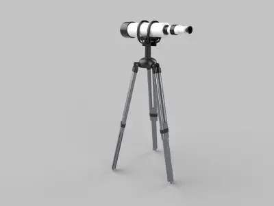 Telescope tripod with Low-poly 3D model