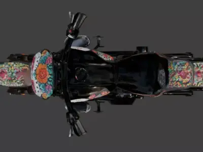 Mexican Dia de los Muertos Cruiser Motorcycle Low-poly 3D model