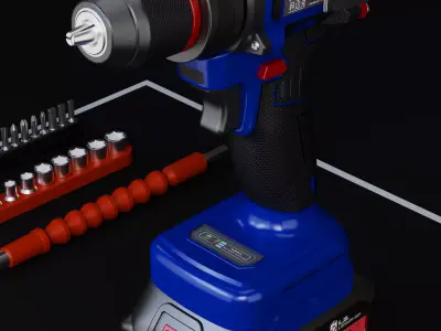 Professional Cordless Electric Drill Set 3D model