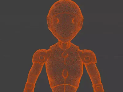 futuristic white glossy female humanoid robot Low-poly 3D model