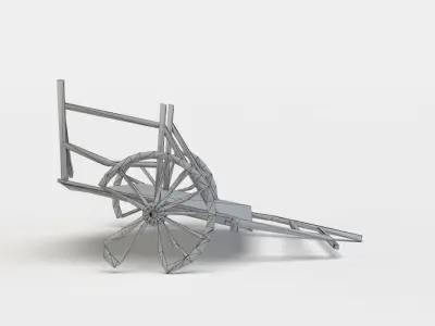 Damaged hay wagon Low-poly 3D model purchase