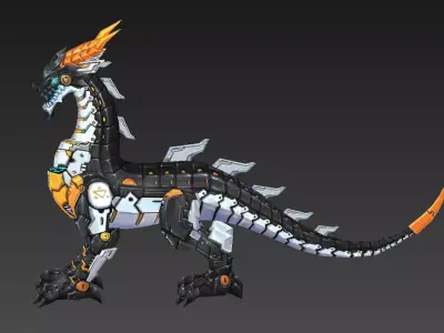Mechanical Dragon Low-poly 3D model