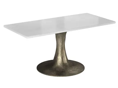 Pool White Marble Silver Pedestal Console Table 3D model