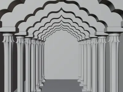 Pillar 3d model corridor in old building 3D model