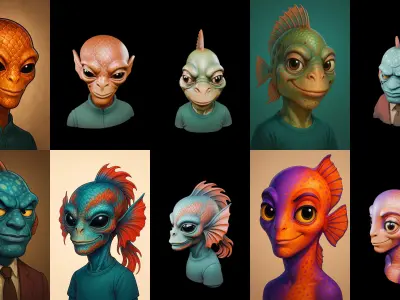Head Fish bundle 8 pack 100 glb 3D model