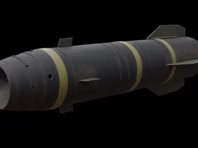 Missile 3D model bomb flying in sky Low-poly 3D model