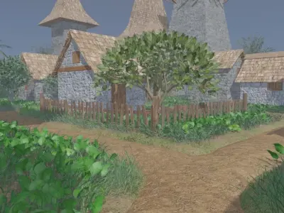 Walled Tropical Village 3D model