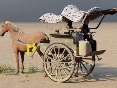 Horse Cart Low-poly 3D model buy