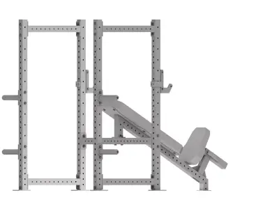 Half rack with an adjustable incline bench Low-poly 3D model