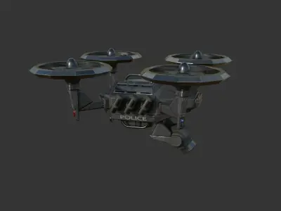 SciFi Police Drone Low-poly PBR game  model Low-poly 3D model