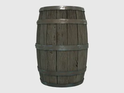 Low Poly Wooden Barrels With PBR Materials Low-poly 3D model