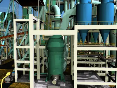 Raw Mill Ducting Complex Gas Conditioning Cement Plant Free 3D model