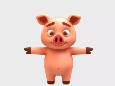 Cartoon Pig Low-poly 3D model
