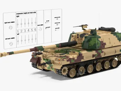 Self Propelled Howitzer K9 Thunder Rigged 3D model