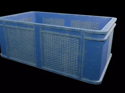 Realistic Plastic Storage Crate Industrial Container Game Ready  Low-poly 3D model