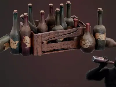Wine crate Low-poly 3D model
