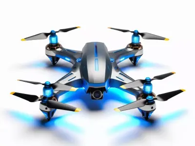 Futuristic Quadcopter Drone with Damage 3D model