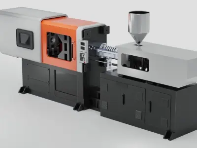 CNC Plastic Injection Molding Machine ready for animation Low-poly 3D model