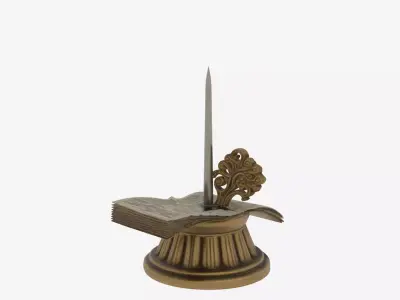 Antique Bank Receipt Spike Ornate Finial and Weighted Base 3D 3D model