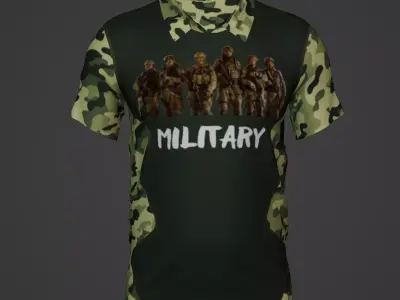 Military Soldier Clothing T-shirt Low-poly 3D model 69