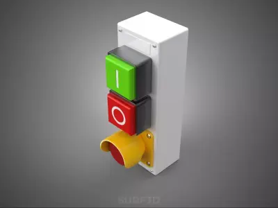 TRIPLE 3 WAY ON OFF PUSH BUTTON SWITCH STATION CONTROL PANEL BOX 3D model