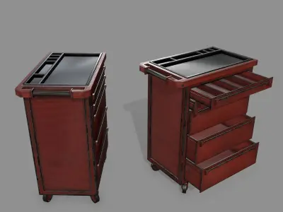 Cupboard dresser with drawers Low-poly 3D model