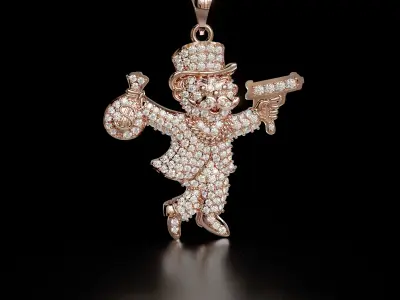 Diamond Men Monopoly Man Charm Pendant 3D print model